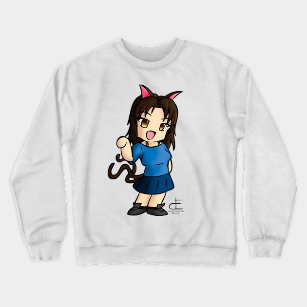 Chibi Kitty Girl Crewneck Sweatshirt by DustinEatonWorks